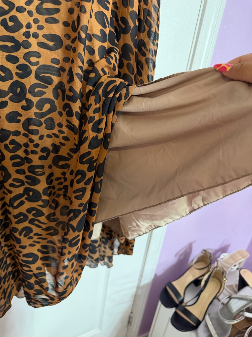 Leopard Print Midi Skirt XL | Brown & Black Animal Print Flowy Skirt - Picture 3 of 4